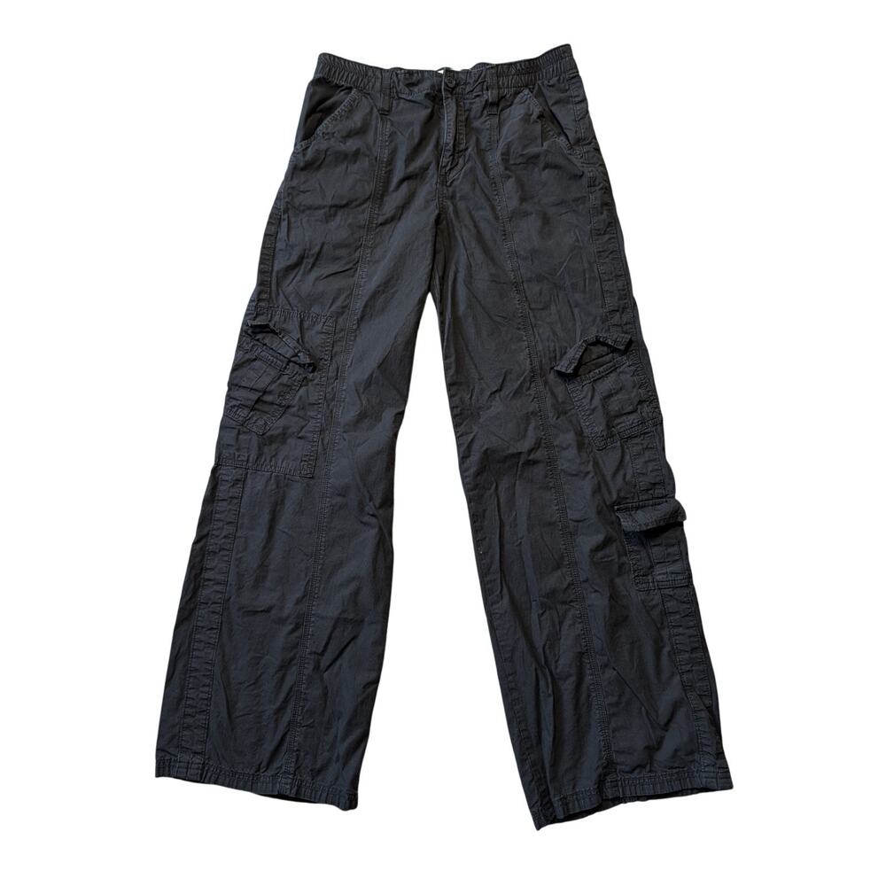 BDG Urban Outfitters Womens Medium Black Y2K Cargo Pants Baggy Elastic Waist